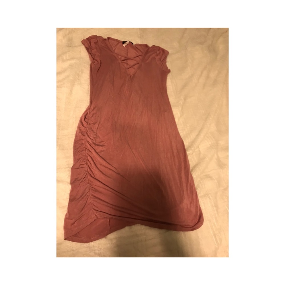 Pink dress with cross cross chest